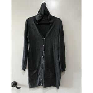BCBGMAXAZRIA women's hoodie Long cardigan wool Angora black lightweight M/L